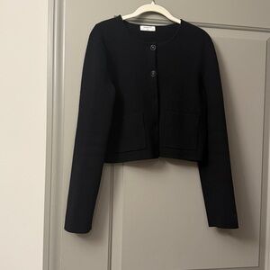 Aritzia Black Cropped Knit Blazer